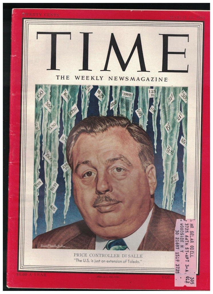 Time Magazine March 19 1951 MIchael Di Salle Albert Einstein Jersey Joe Walcott
