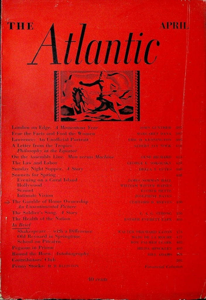 Atlantic Magazine April 1937 Mazo de la Roche Penny Stocks London