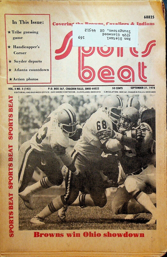 Sports Beat Magazine September 21 1978 Cleveland Browns Dick Snyder