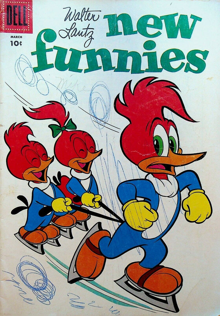 New Funnies 229 Dell Comics 1956 Ice Skating Woody Woodpecker
