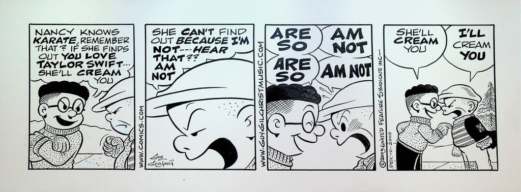 Nancy Comic Strip Original Art Guy Gilchrist December 11 2009 Taylor Swift