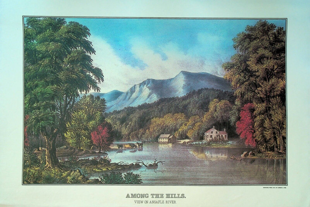 Currier & Ives Calendar Topper 1983 Among the Hills View on Ansafle River