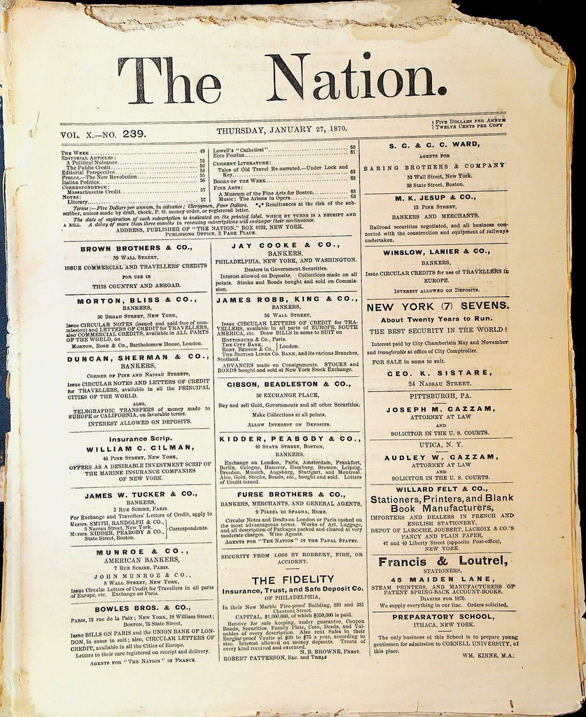 The Nation Magazine January 27 1870 Virginia Rejoins Union Reconstruction