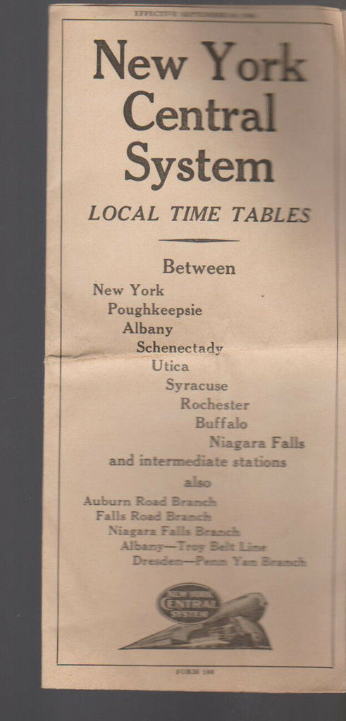 New York Central System Local Time Table September 30 1945