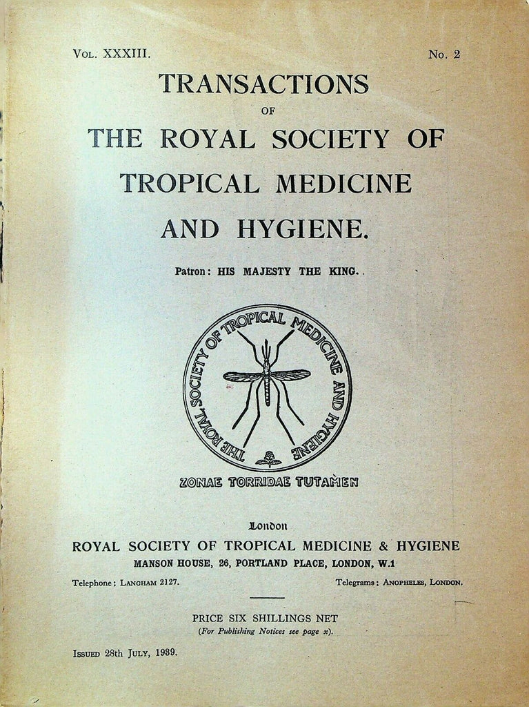 Royal Society of Tropical Medicine & Hygiene July 1939 Cholera in Central China
