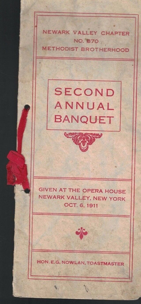 Banquet Program Methodist Brotherhood Newark Valley NY 1911