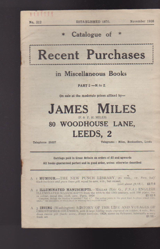James Miles Miscellaneous Books #312 November 1938