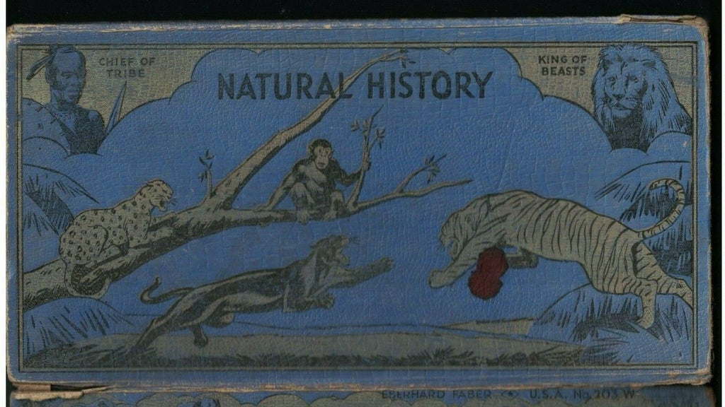 Natural History Pencil Case 1930s Eberhard Faber #203W Lions Tigers Bears