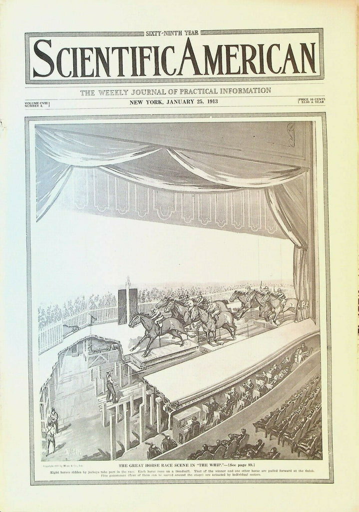 Scientific American January 25 1913 Glenn Curtiss Railroad Accidents The Whip