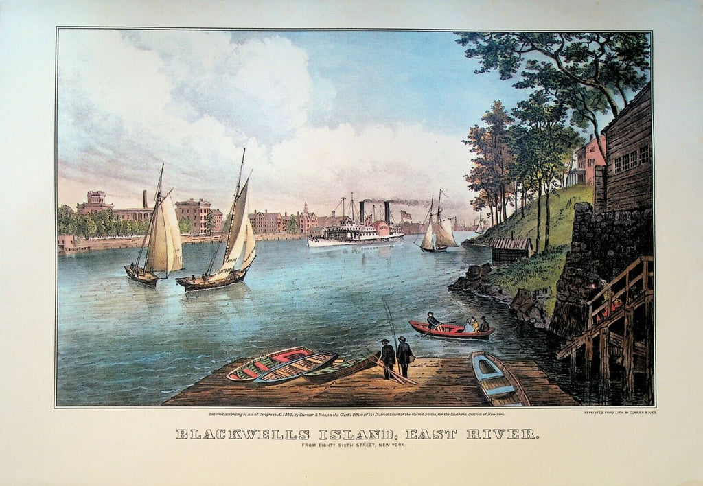 Currier & Ives Calendar Topper 1977 Blackwell's Island East River NYC