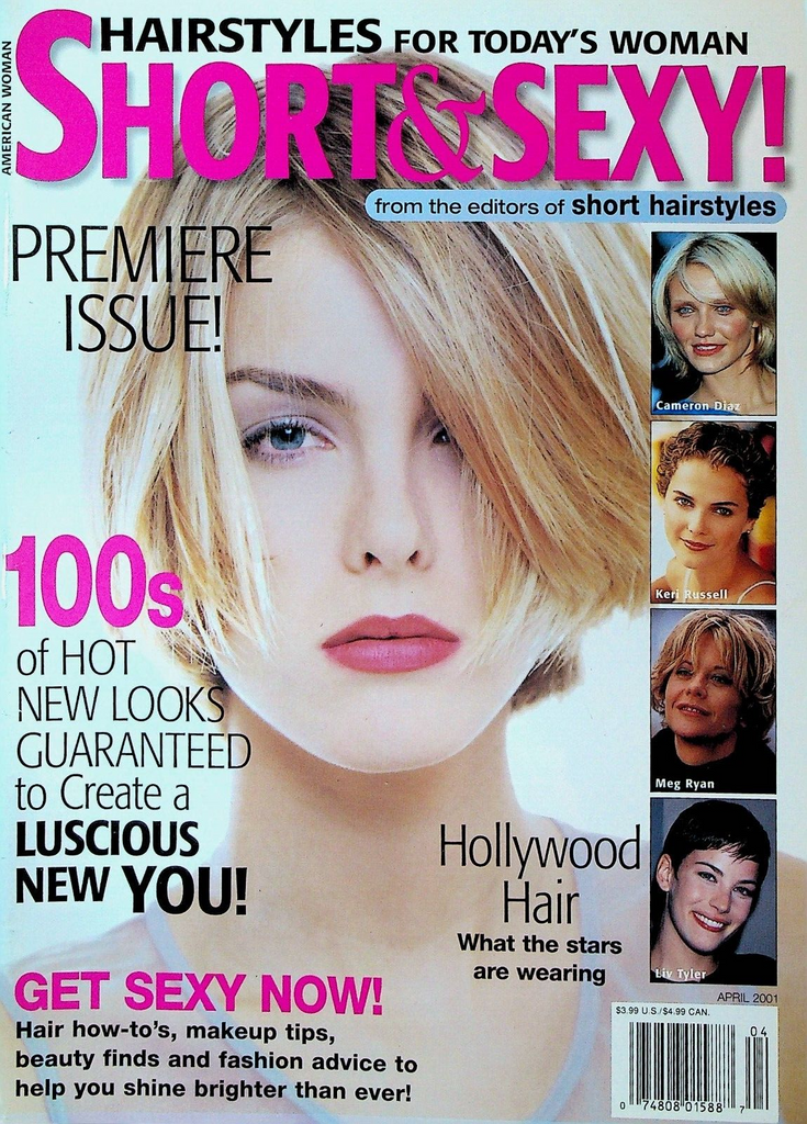 Short & Sexy Hairstyles Magazine April 2001 Meg Ryan Keri Russell Cameron Diaz