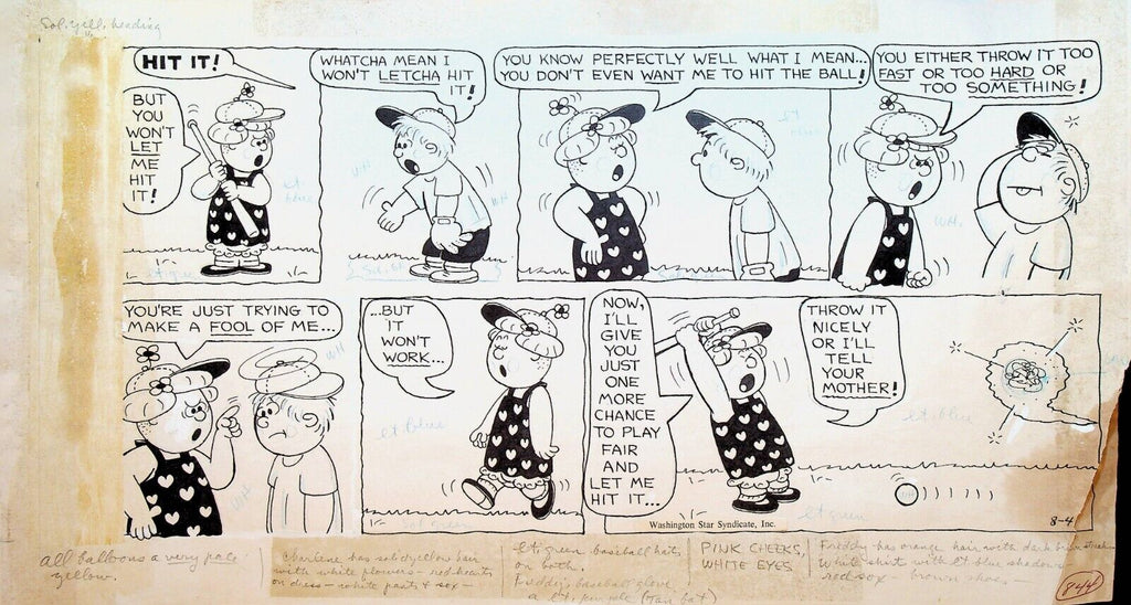 Freddy Sunday Comic Strip August 4 1960s Robert Rupe Baldwin Baseball