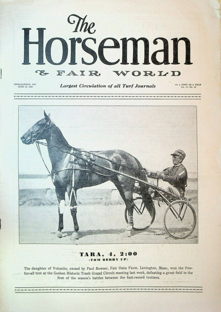 Horseman & Fair World Magazine Harness Racing July 29 1936 Tara