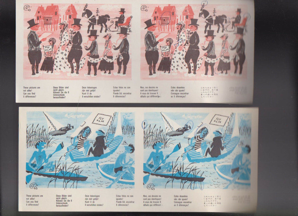 KLM 1960s These Pictures Are Not Alike Lot of 2 Kids Activities