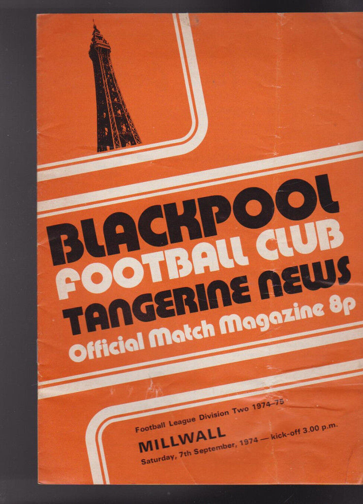 Blackpool FC Tangerine News Match Magazine September 7 1974 v Millwall