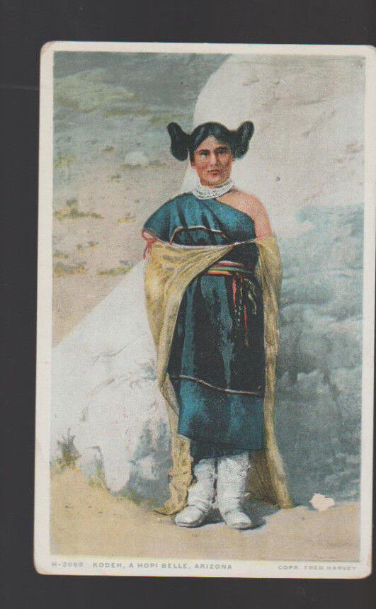 Kodeh A Hopi Belle Arizona Unused Postcard Fred Harvey Phostint