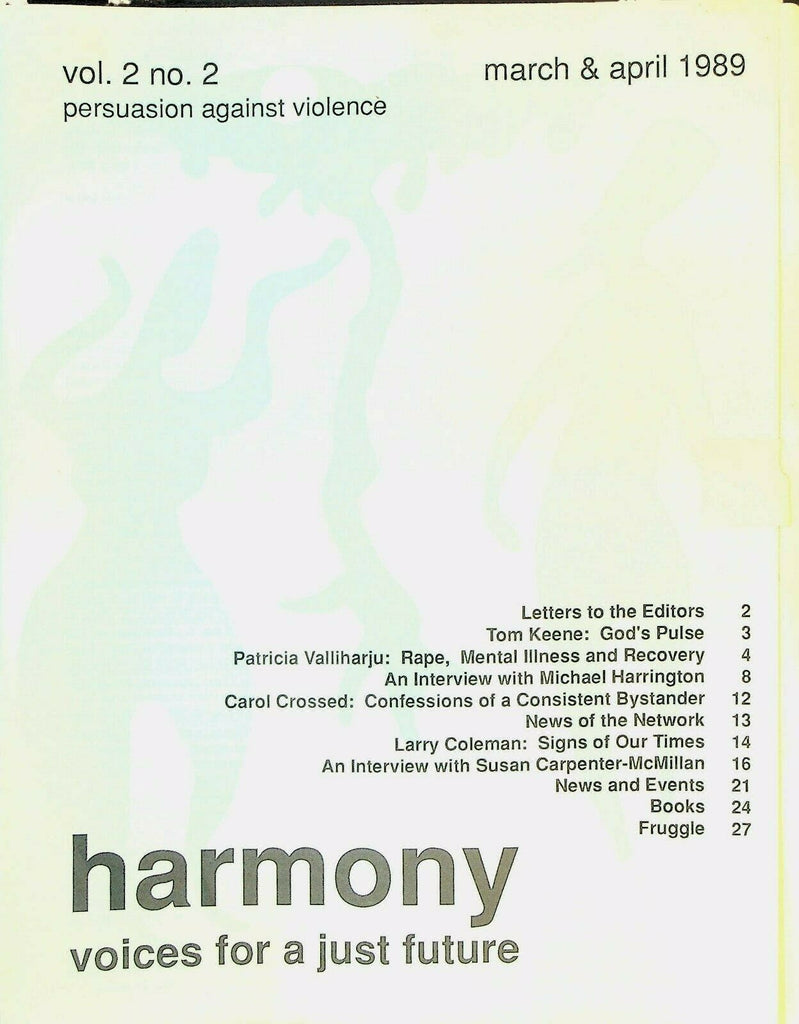 Harmony Magazine Voices for a Just Future March 1989 Michael Harrington