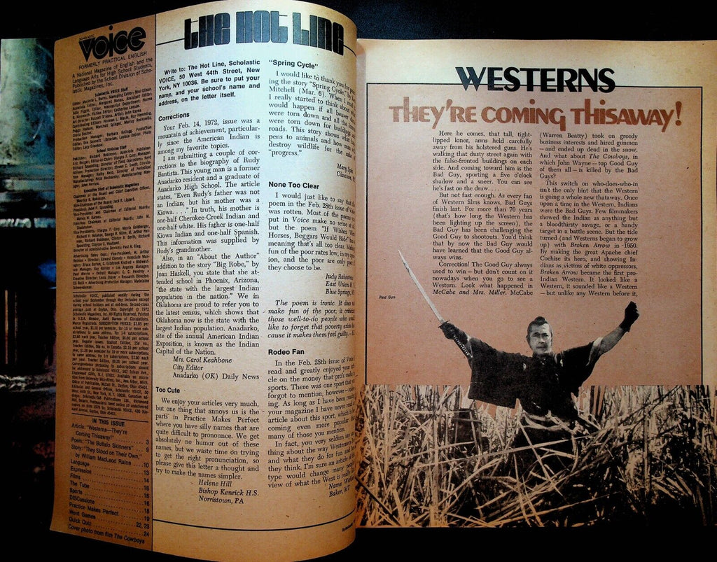 Voice Magazine May 1 1972 Western Movies William MacLeod Raine