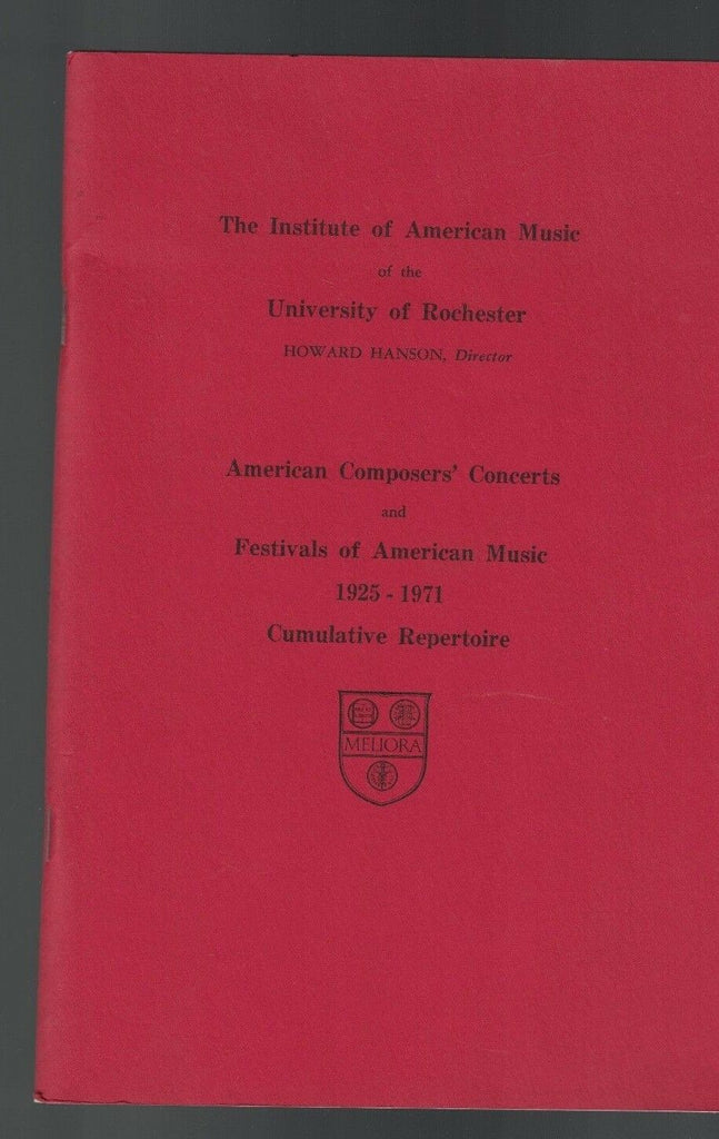 American Composer's Concerts Repertoire 1925-1971 Booklet