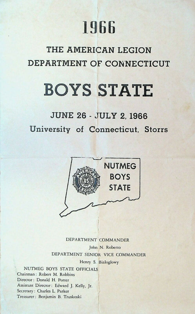 American Legion Nutmeg Boys State Connecticut 1966 Program