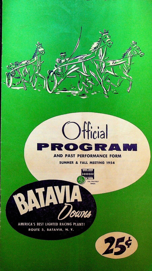 Batavia Downs Official Program Harness Racing August 21 1954