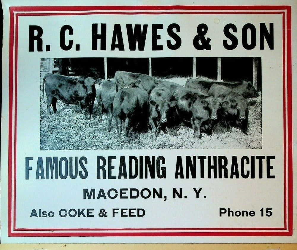 RC Hawes & Son Famous Reading Anthracite Macedon NY 1939 Calendar Cows Topper