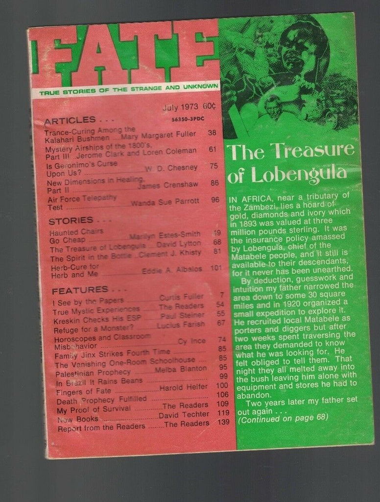 Fate Magazine July 1973 True Stories of the Strange & Unknown Lobengula