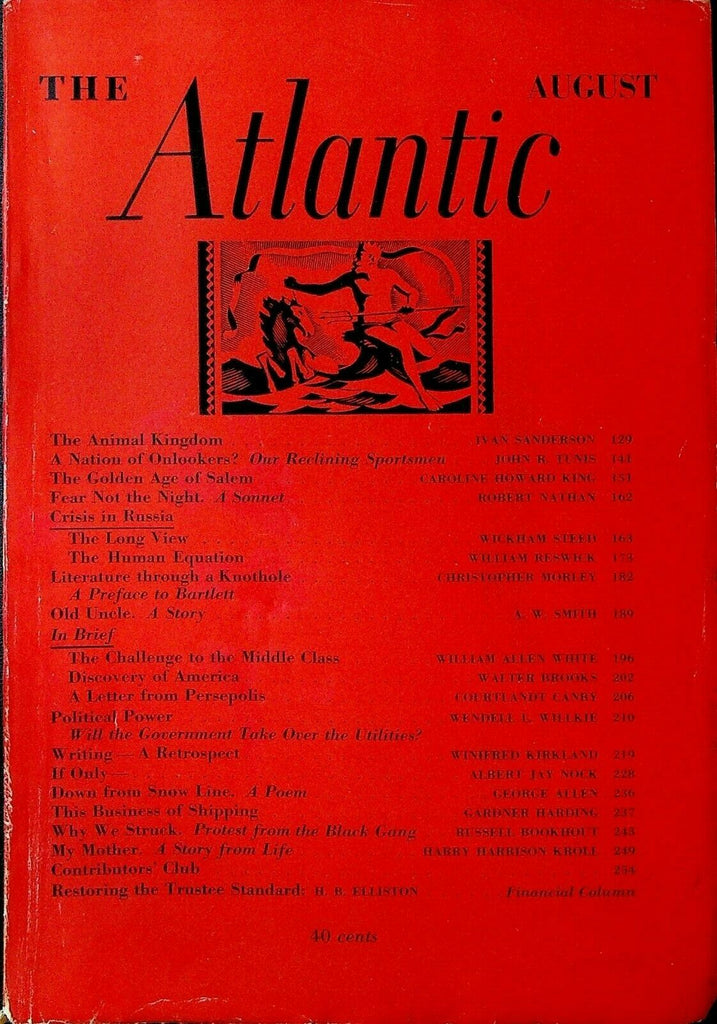 Atlantic Magazine August 1937 Christopher Morley Dockworkers Pacific Strike
