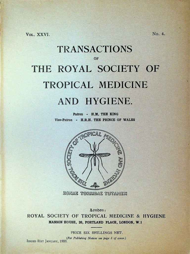 Royal Society of Tropical Medicine & Hygiene January 1933 Kala-Azar Appendix