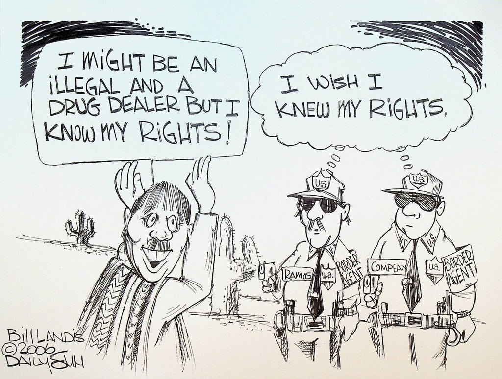 Bill Landis Original Cartoon Art The Villages Daily Sun 2006 Border Patrol