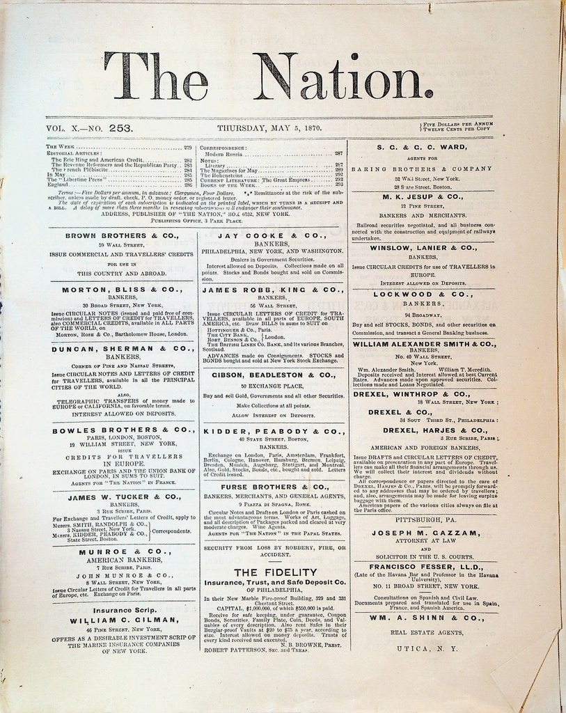 The Nation Magazine May 5 1870 Irish Land Bill Frederick Douglass