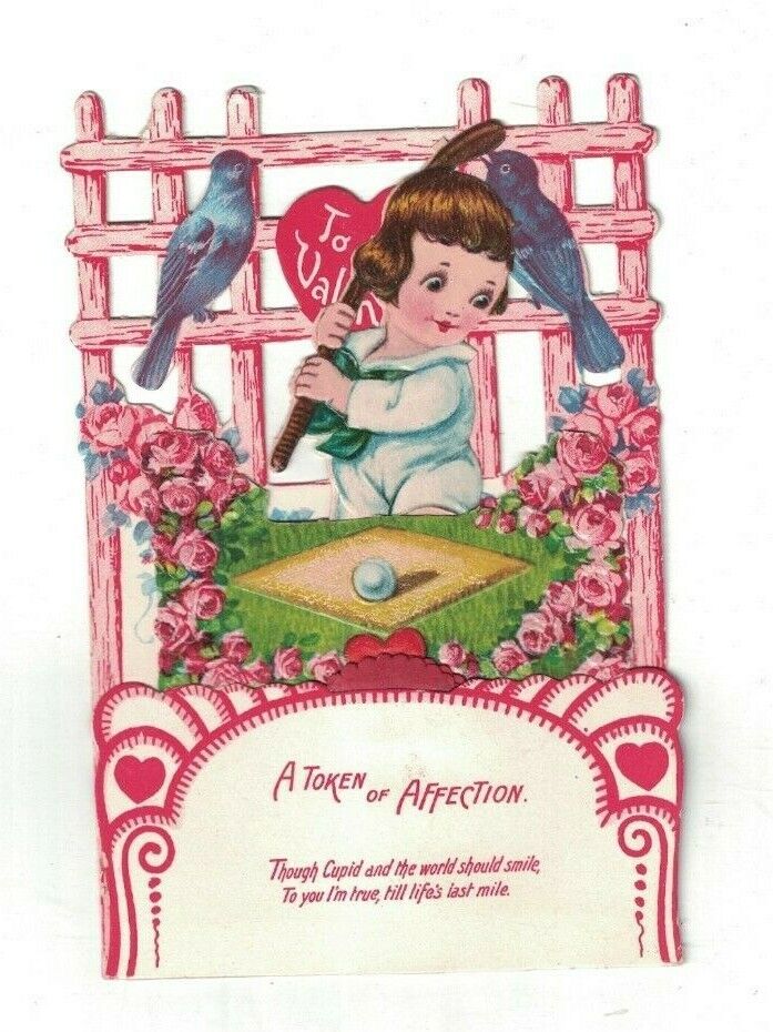 Girl Golfing With Stick Valentine's Day Card Stand-Up Bluebirds