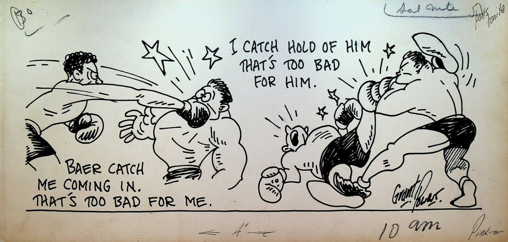 Max Baer Boxer Original Comic Art Grant Powers 1930s NY Daily News
