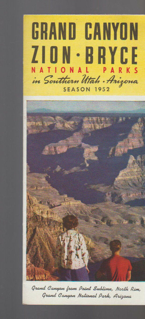 Grand Canyon Zion Bryce National Parks in Southern Utah Arizona 1952 Brochure
