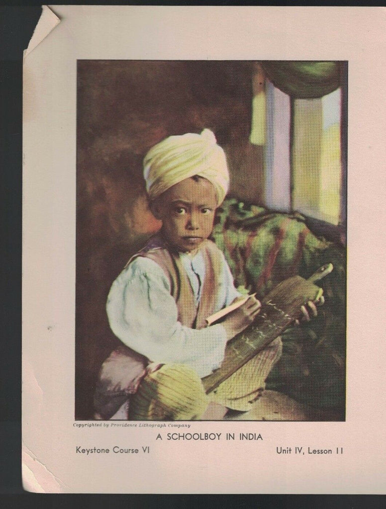 Schoolboy in India Print Providence Lithograph Co Keystone Course VI