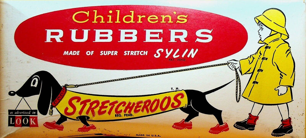 Children's Shoe Rubbers Stretcheroos NIB NOS 1950s Brown Servus 8 to 9 1/2