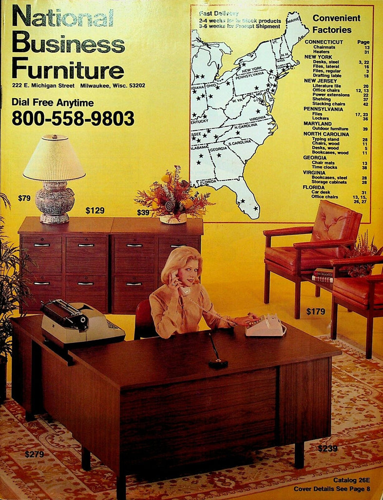National Business Furniture Catalog 26E 1977 Desks Chairs Cabinets Files