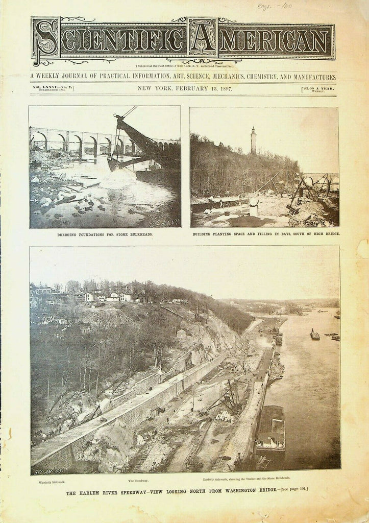 Scientific American February 13 1897 Harlem River Drive Battleship Indiana