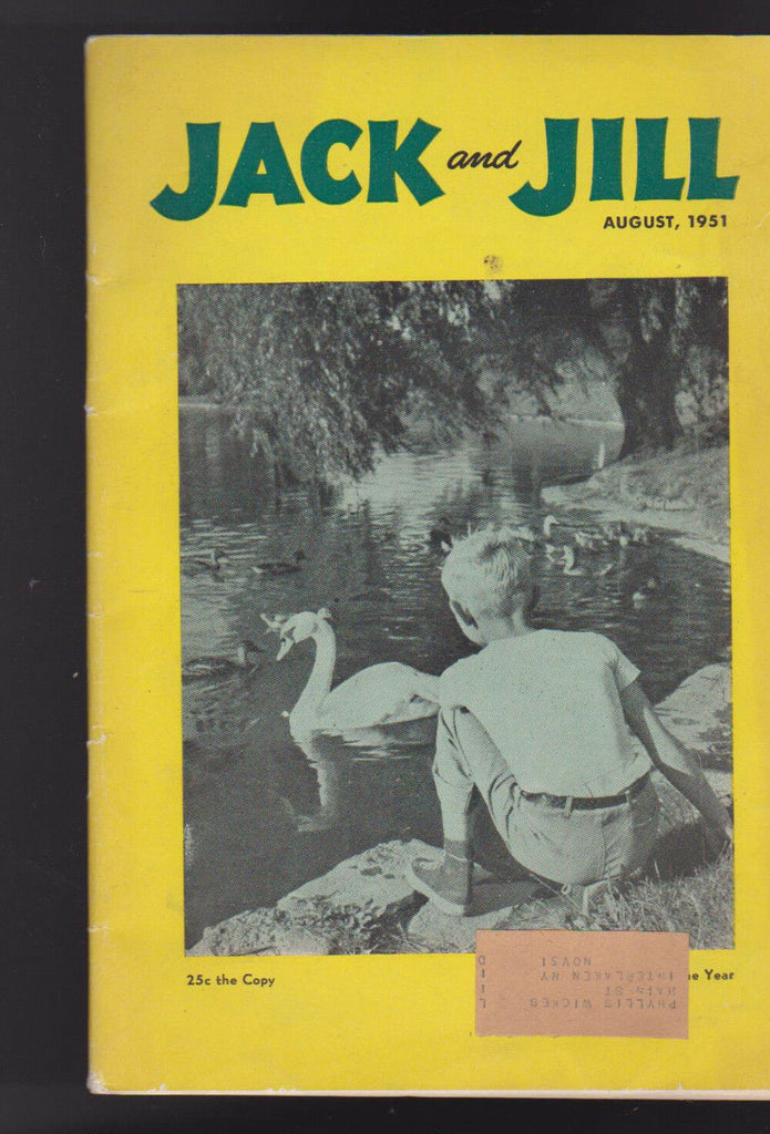 Jack and Jill Magazine Marjorie A Holt August 1951 Complete Swan Cover