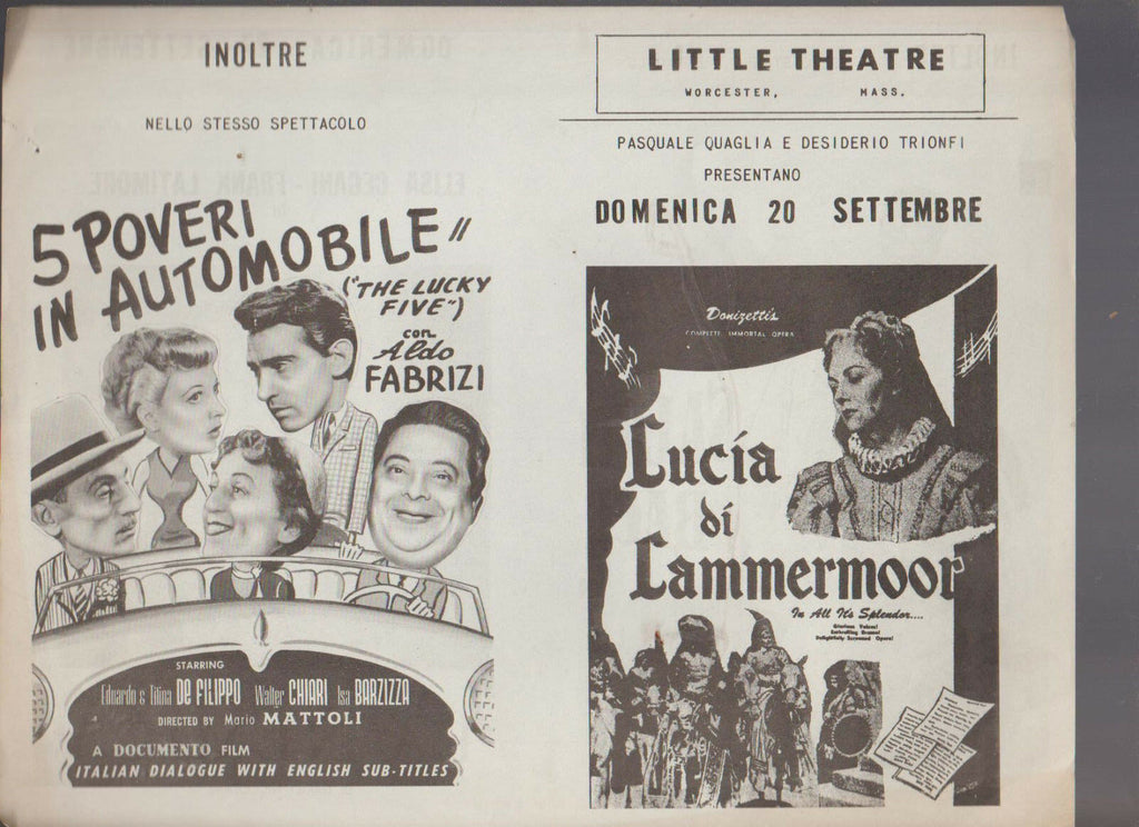 Little Theatre Worcester Mass Ad Booklet Lucia di Lammermoor
