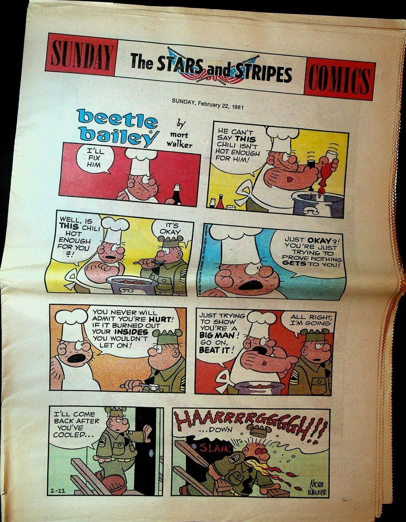 Stars & Stripes Sunday Comics Section February 22 1981 Beetle Bailey