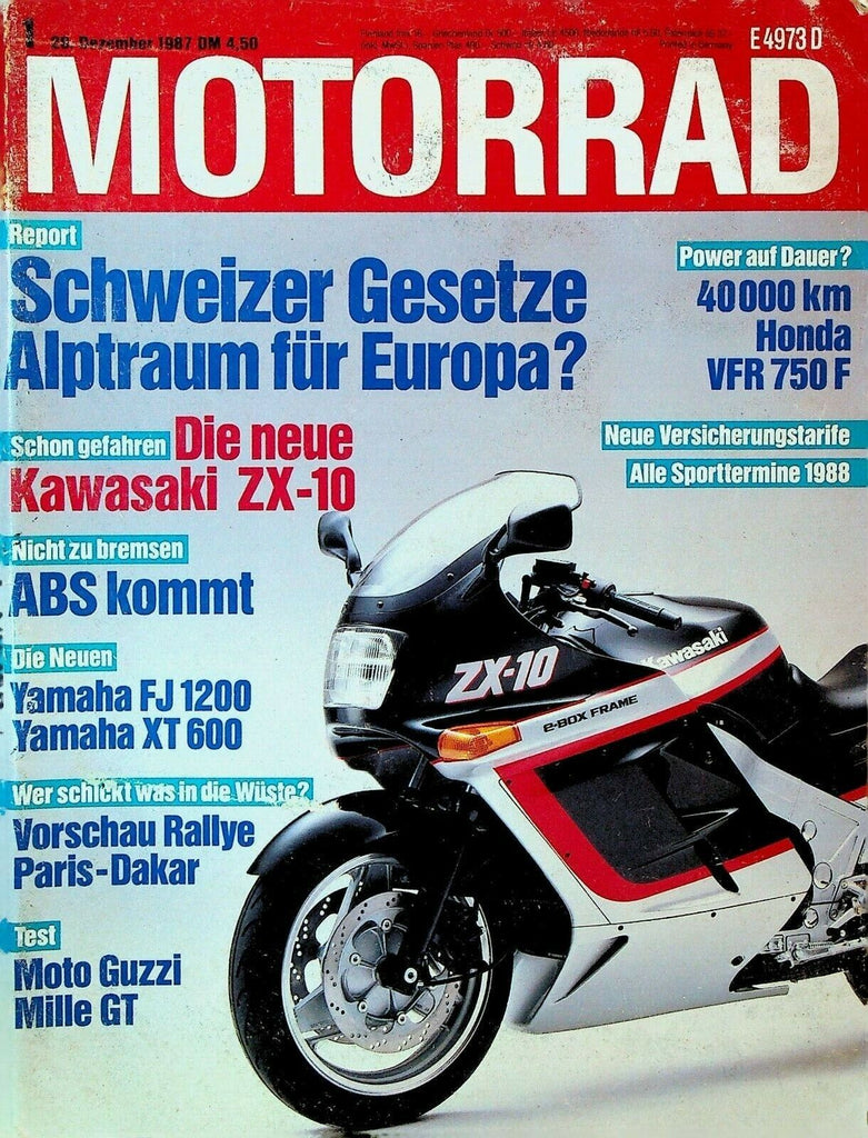 Motorrad Magazine December 28 1987 Motorcycles Paris Dakar Rally Ernst Leverkus