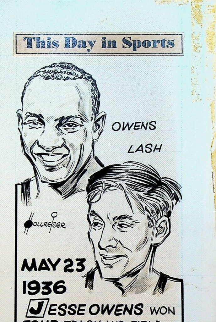 Jesse Owens Don Lash Original Art Lenny Hollreiser This Day In Sports 1960s