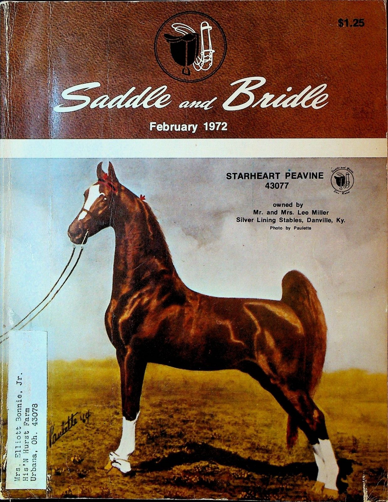 Saddle & Bridle Magazine February 1972 Starheart Peavine Horse