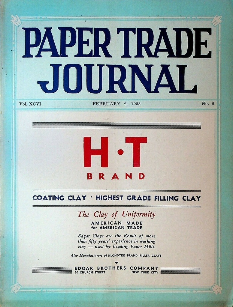 Paper Trade Journal February 2 1933 Fir-Tex Badger Mills Powell River