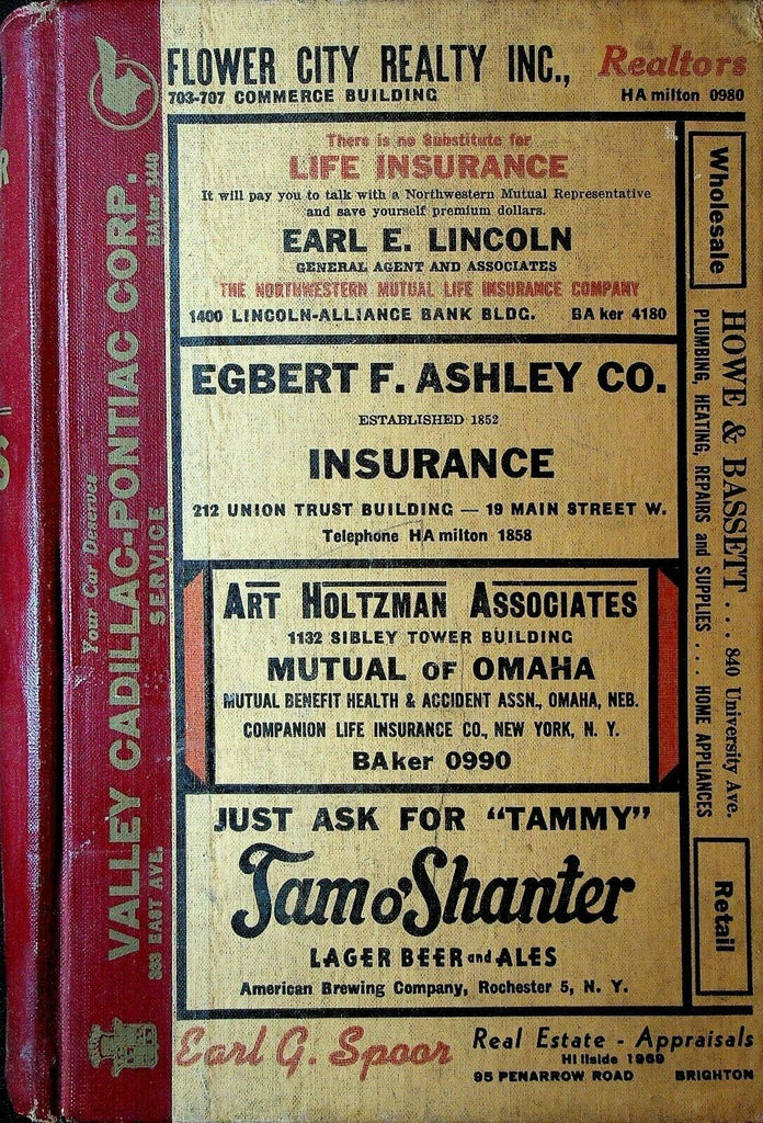 Polk's Rochester NY Suburban Directory 1950 Brighton Pittsford Webster Greece