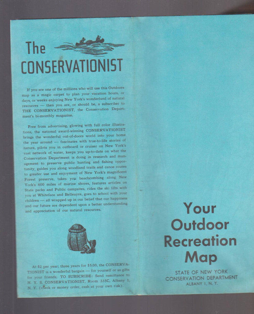 Your Outdoor Recreation Map State of New York 1962