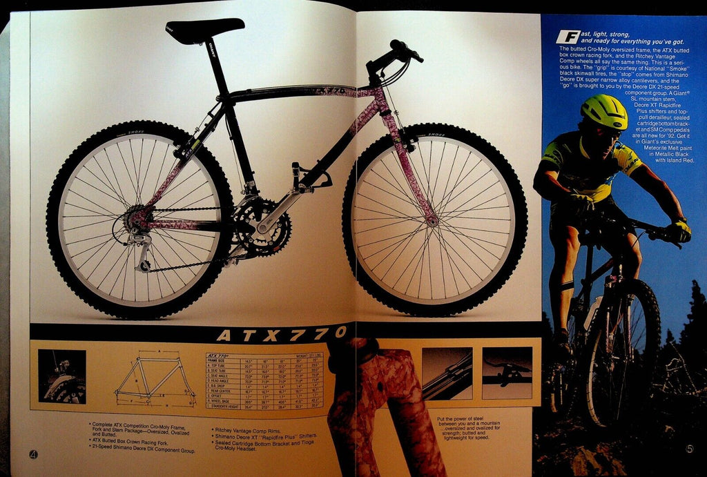 2002 giant bicycle catalog Giant Bicycles Catalog 1992 Mountain Cross AFS Racing Road – Papergoy