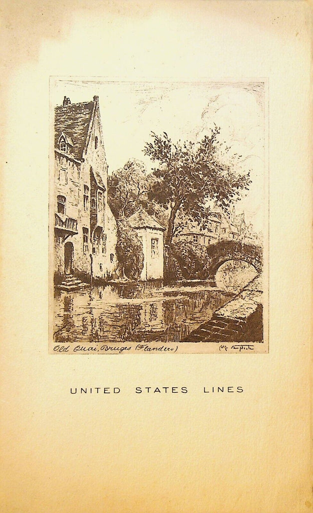 United States Line RMS Mrs Simpson Menu February 13 1937 Old Quai Bruges