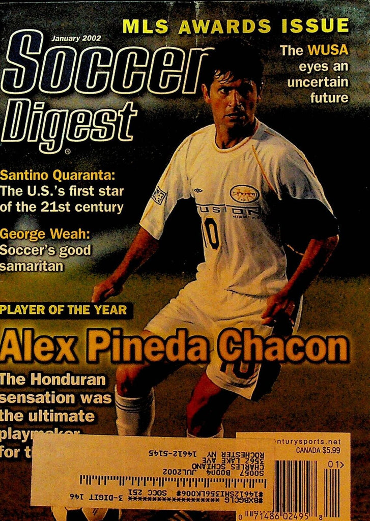 Soccer Digest January 2002 Santino Quaranta Alex Pineda Chacon George Weah